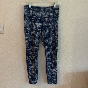 Athleta Blue Tie Die Leggings